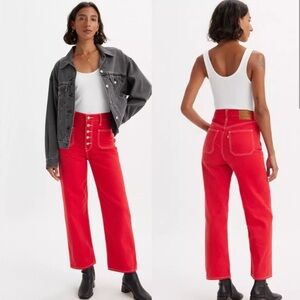 Levi’s Red RibCage Straight Ankle Jeans